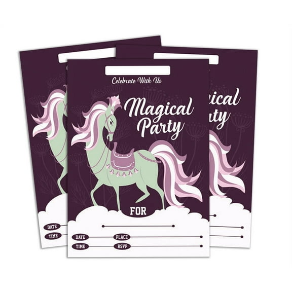 Darling Souvenir Purple Birthday Invitation Card Printable Fill or Write In Blank Invites Party Supplies Pack Of 28 5 x 7 Inches