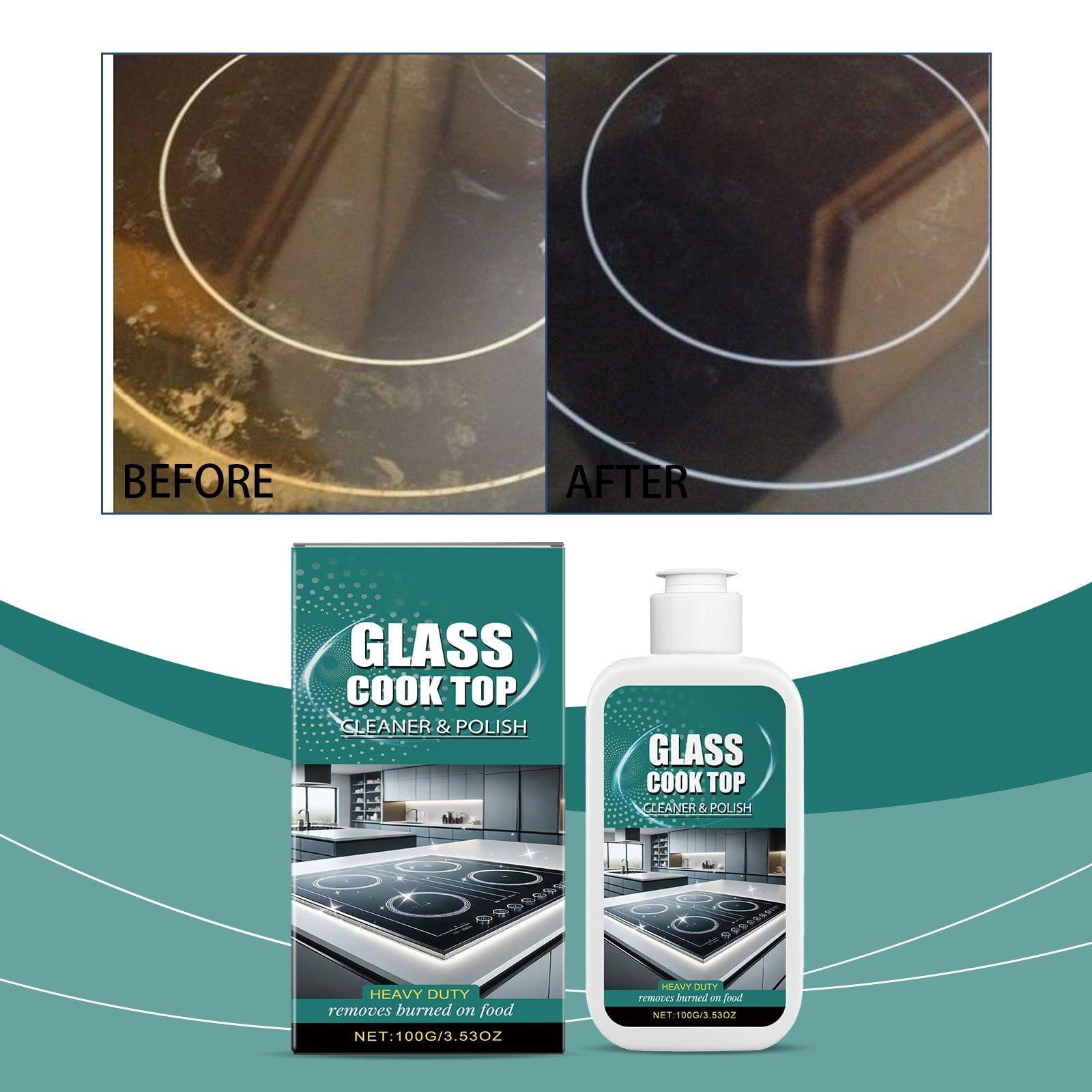 YUNAFFT Cleaning and Polishing Solution Agent for Glass Stove and Decontamination of Electromagnetic Ceramic Stove Glass Stovetop Ceramic and Electromagnetic Cooktops