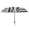 thumbnail image 3 of Black White Abstract Zebras Pattern All Weather Umbrella Triple Folding Parasol 6 Ribs UV Protection Portable, 3 of 8