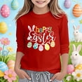 thumbnail image 2 of Zylarhe Girls Easter Shirt Easter Bunny Letter Print Casual Tee Soft Blouse Top Outfit For Girls Short Sleeve Shirt 9-10 Years Red, 2 of 4