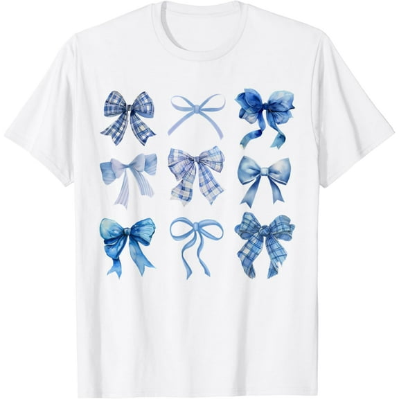 Blue Bow and Ribbon Cute Graphic For Women T-Shirt100% cotton