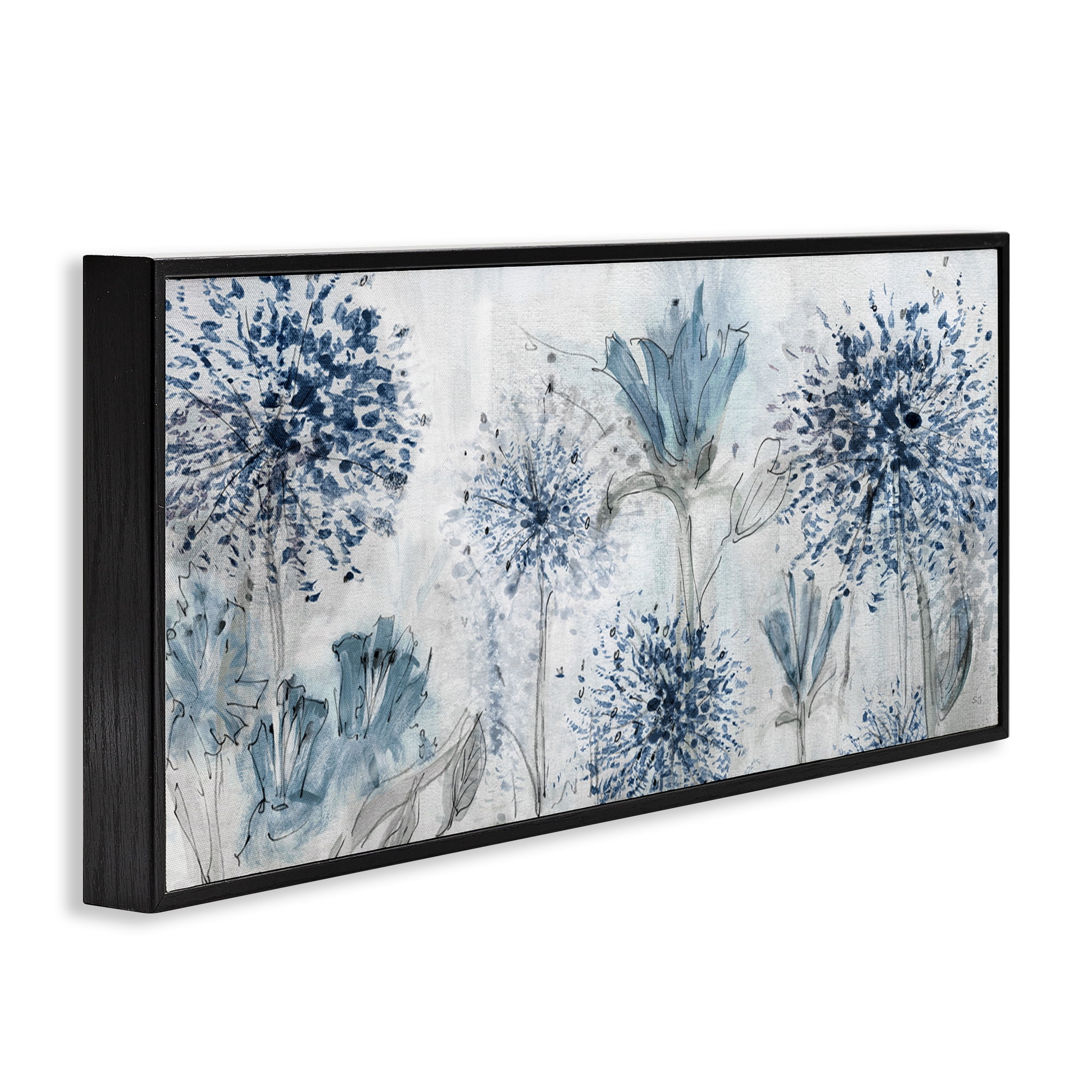 Stupell Industries Speckled Flower Impressions Botanical & Floral Painting Black Framed Art Print Wall Art, 24 x 10