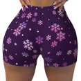 thumbnail image 2 of Junzan Purple Snow Flakes Pattern Women Workout Impact Shorts,Scrunch Short Gym Yoga Running Sport Scrunch Butt Lifting Shorts-Small, 2 of 8