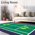 thumbnail image 2 of ODIKA 2'x3' Machine Washable Non-Slip Area Rug, Tennis Court Crossed Rackets Balls Design High Traffic Rug with Pad, Green, 841149, 2 of 8