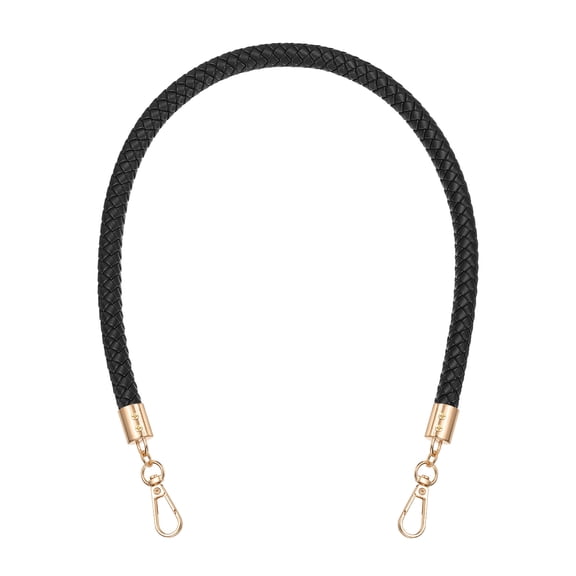Uxcell Braided Purse Straps 62cm / 24" PU Leather Handles Replacement with Golden Buckle, Black