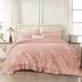 thumbnail image 3 of ANGENIA King Size Comforter Sets Blush, 3 Pieces Soft Fluffy Ruffle Bedding Comforter Sets for King Bed, All Season Farmhouse Shabby Chic Lightweight Bed Set, 3 of 7
