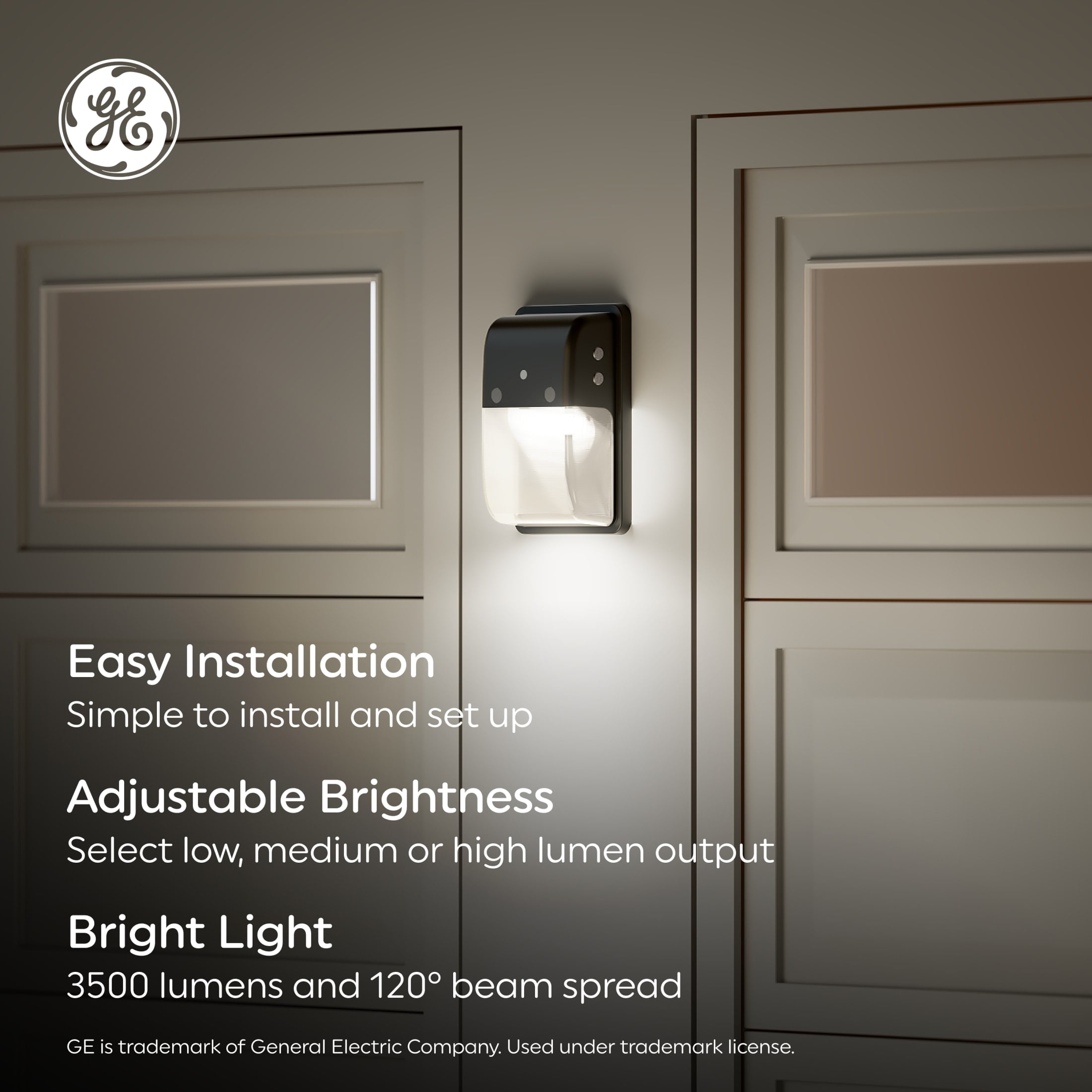 GE Outdoor Security LED Wall Light with Dusk to Dawn Sensor, Hardwired, 3500 Lumens
