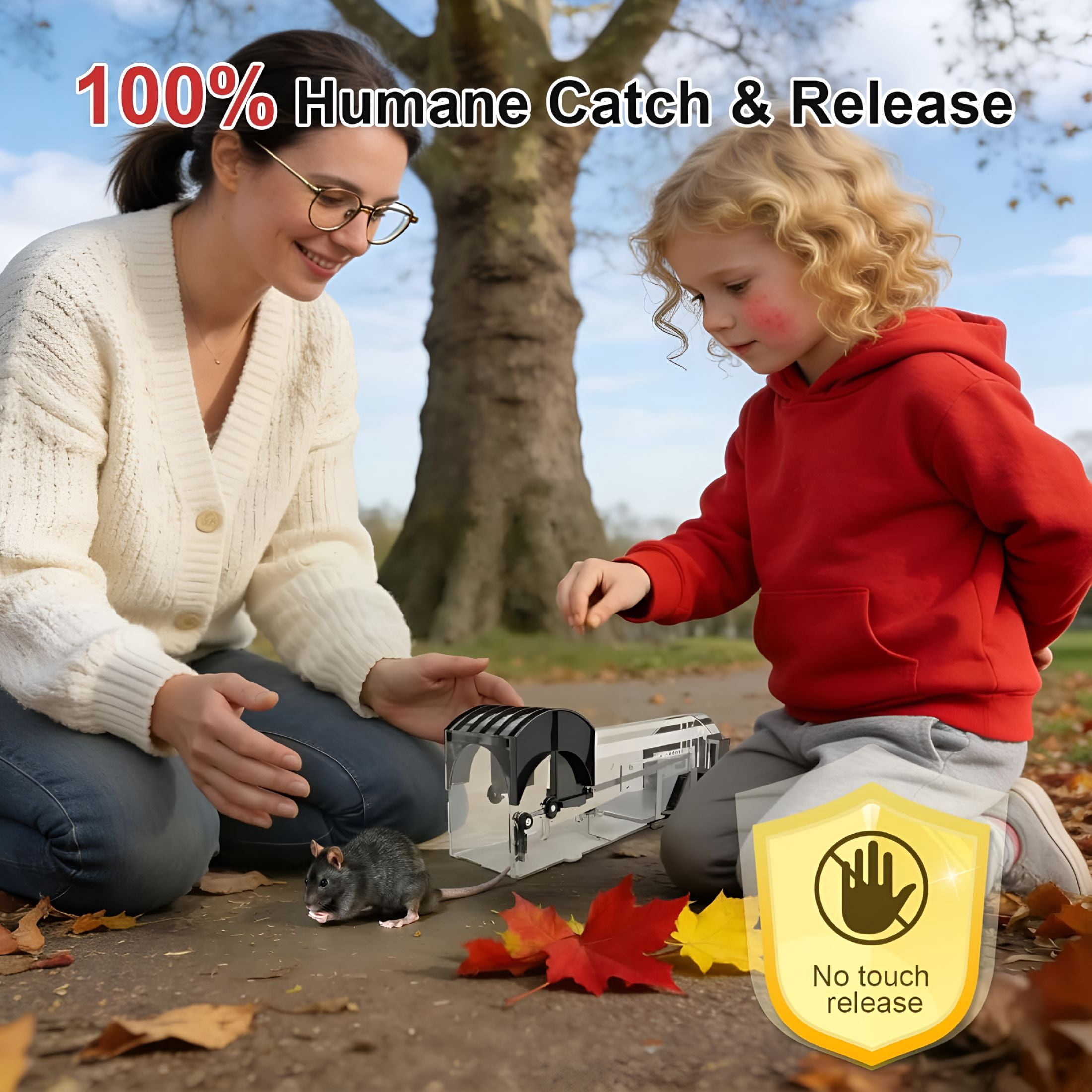 QARUN Humane Mouse Traps,12.6 Inches Enlarged No Kill Live Rat Rodent Traps for Chipmunks,Reusable Catch and Release Mouse Trap for Indoor&Outdoor(2 Pack)