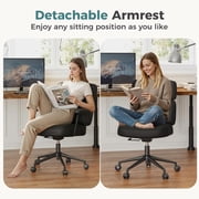 MCQ Ergonomic PU Leather Office Chair for Adults, Adjustable Height, Lumbar Support, 360° Swivel, Black