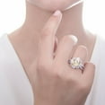 thumbnail image 6 of BERRICLE Sterling Silver Halo Canary Yellow Cushion Cut Cubic Zirconia CZ Statement Flower Cocktail Fashion Split Shank Ring for Women, Rhodium Plated Size 3.5, 6 of 8