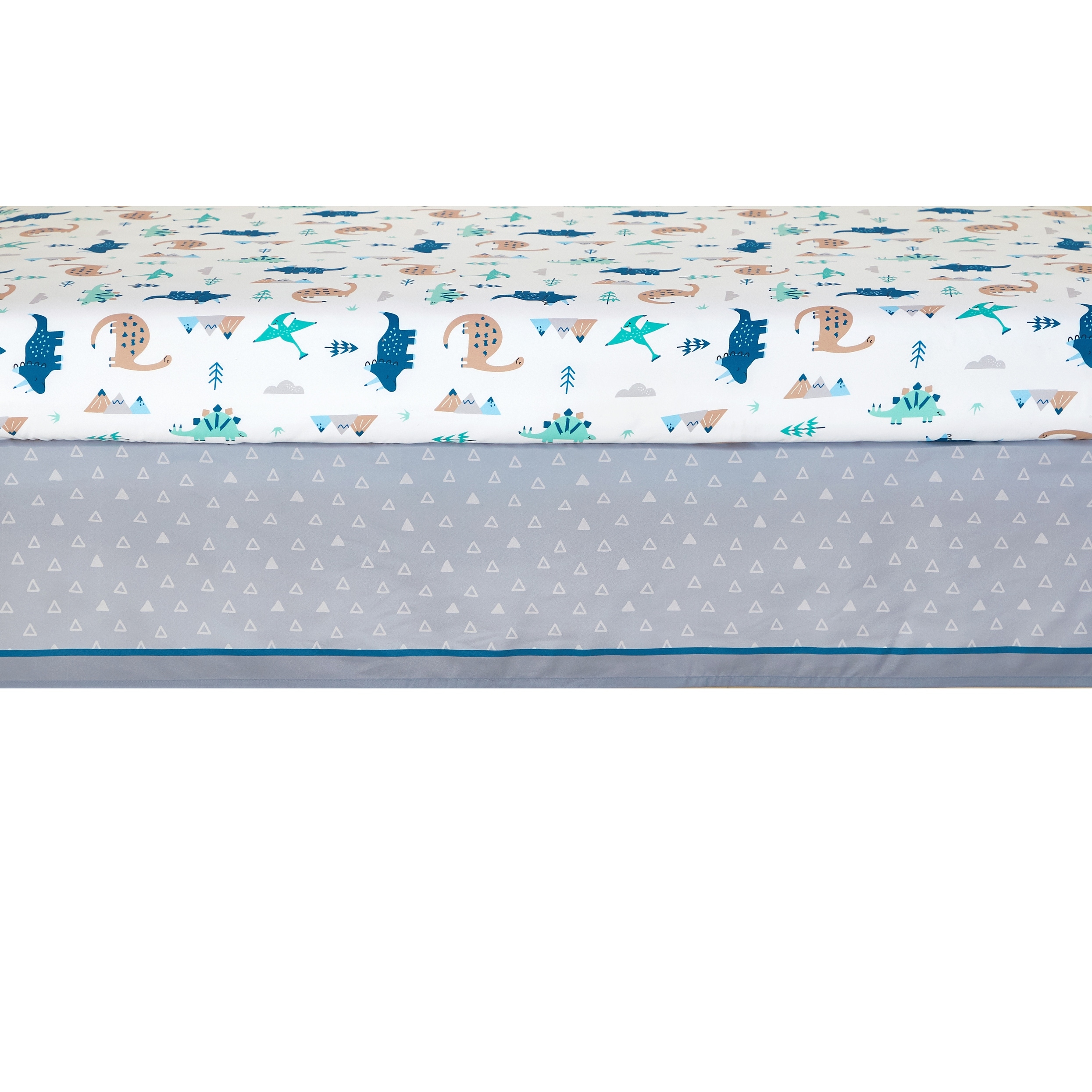 Nanshing Dino Land 3 Piece Baby Nursery Crib Bedding Set, Grey/White
