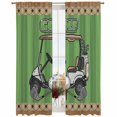 thumbnail image 2 of Sheer Curtains 84 Inches Long, Golf Balls Light Filtering Window Curtains for Living Room/Bedroom, Green Sports Art Truck Brown Lattice Rod Pocket Voile Sheer Curtain Drapes, 52"W x 84"L, 2 Panels, 2 of 8