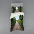 thumbnail image 1 of Ambesonne Tropical Bedding Set 3 Pcs, Wooden Bridge Exotic, Twin, Brown Green, 1 of 3