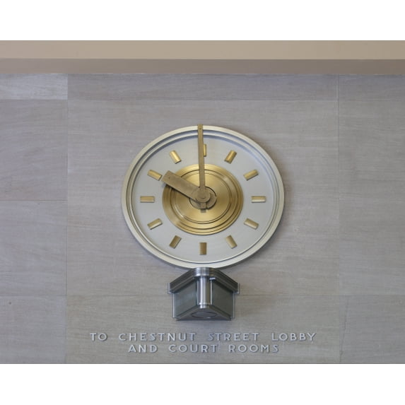 Print: Interior Postal Lobby Clock, Robert North Carolina Nix Federal