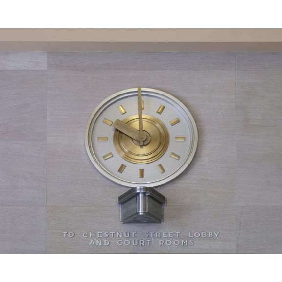 Print: Interior Postal Lobby Clock, Robert North Carolina Nix Federal