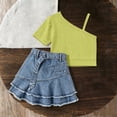 thumbnail image 5 of Amidoa Girls 2 Piece Outfits Summer Clothes Tank Top Cotton Short Sleeve Solid Color T-Shirt and Casual Shorts Kids Clothing Sets Green Size 8, 5 of 9
