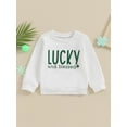 thumbnail image 2 of Bslissey Little Boys Girls Sweatshirt Letter Shamrock Print Crew Neck Hoodie Toddler Long Sleeve Loose Pullovers Kids Casual Daily Holiday Tops 3T 4T 5T 6T, 2 of 8