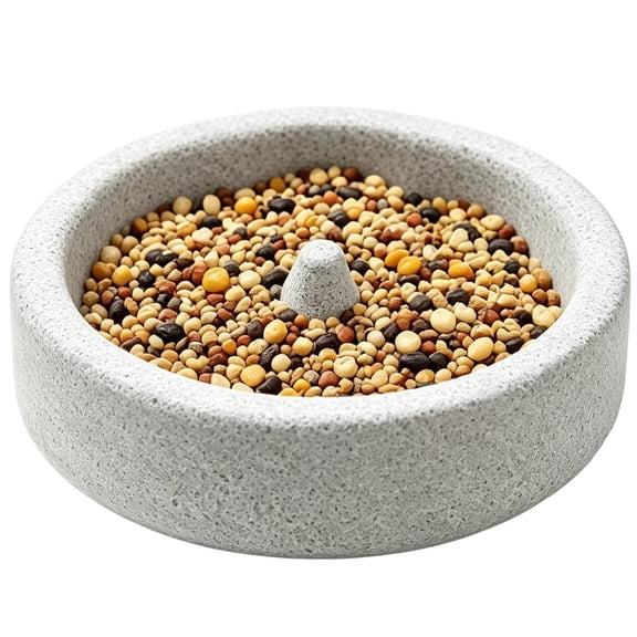 Natural Pumice Bird Food Bowl, Cage Feeding Dish with Beak Grinding Surface, Bird Water Feeder Cup for Parakeet, Cockatiel, Conure, Small Birds