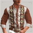 thumbnail image 2 of Camisa de hombre estilo occidental retro geométrico para exteriores, informal, de calle, para uso diario, primavera y verano, con solapa, manga larga, tallas S-5XL, camisa de tela elástica, 2 of 4