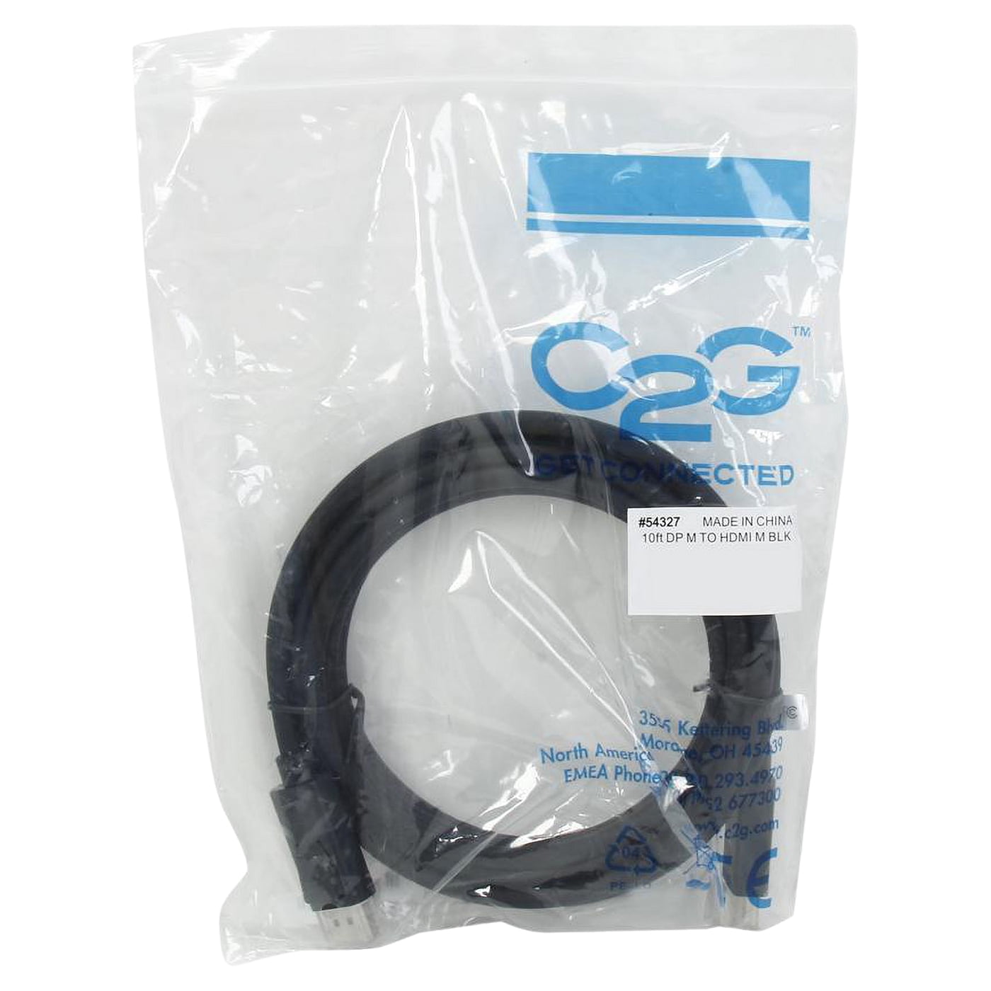 C2G 54327 Black DisplayPort to HDMI Cable Male to Male