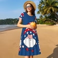 thumbnail image 4 of Disketp Three Gnome Independence Day para Vestido de Manga Corta para Mujeres, Vestidos de Verano para Mujeres, Casual y Holgado para la Playa, 4 of 6
