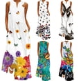 thumbnail image 3 of Sleeveless Long Dress Casual Beach Women Summer Dress Lady V Neck Butterfly Printed Dresses Elegant Women's Dress, 3 of 6