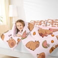 thumbnail image 3 of Erosebridal Girls Personalized Initial H Cute Capybara Bedding Comforter Set 7 Pieces For Kids,Cartoon Fruit Orange Watermelon Flowers Full Bedding Set,Pink Reversible, 3 of 6