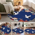 thumbnail image 5 of Round Rugs 7Ft, Blue Crane Round Area Rug Washable Indoor Throw Carpet, Vintage Red Teal Spring Floral Botanical Large Non Slip Circle Rug for Dining Room Playroom Home Decor Aesthetic, 5 of 8