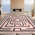 thumbnail image 2 of Design&I 5'x7' Ultra Soft Area Rug, Pink Geometric Abstract Concentric Maze Interlocking Mosaic Border None Fluffy Washable Non Shedding for Bedroom Living Room Home Office, 2 of 7