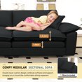 thumbnail image 6 of Dinosisco Modular Sectional Cloud Couch with 2 Reversible Ottoman, Oversized 2 Seater Indoor Chaise Lounge L-Shaped Small Space Corduroy Sofa for Living Room/Apt, Black, 6 of 9