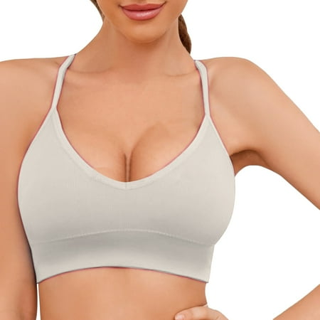 Women s Bra Women S Knitted Thread Fixed Shoulder Strap Strap Triangular Cup Backless Back Sports Bra Beige Women s Bra S