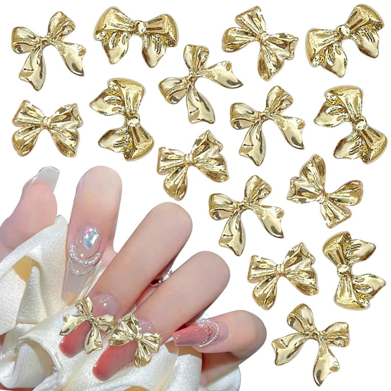 30Pcs Y2K Bow Nail Charms,Gold Cute Bows Nail Charm Kawaii Bowknot Nails  Charms 3D Metal Alloy Long Ribbon Bowknots Nail Art Charms for Women Nail  Art Supplies Nail Designs Nail Decor Nail