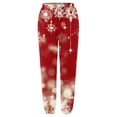 thumbnail image 4 of Fiaer Christmas Sweatpants Women Shine Snowflake Printed Trendy Holiday Pants Plus Size Casual Comfy Xmas Trousers with Pocket Red XL, 4 of 5