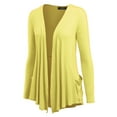 thumbnail image 2 of Made By Johnny WSK1181 Womens Solid Long Sleeve Draped Pocket Cardigan with Back Shirring Details L Yellow, 2 of 3