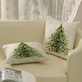 thumbnail image 4 of Christmas Pillow Covers 20x20 Set of 2 Christmas Decorative Linen Pillowcase Green Xmas Trees Decorations Throw Pillows Winter Farmhouse Holiday Decor Outdoor Cushion Covers for Couch Home, 4 of 6