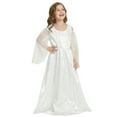 thumbnail image 3 of Huowey Girls Angel Dress Up Set Stain Skill High Waist Mesh Long Sleeve Long Dresses Fairy Tale Party Gown For Kids Birthday Pageant Wedding Outfits Fashion Streetwear,White,152, 3 of 9
