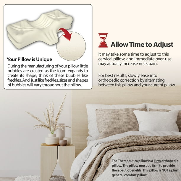 Therapeutica Lite Cervical Orthopedic Foam Sleeping Pillow; Can Help Relieve Neck, Shoulder, And Back Tension; Helps Spinal Alignment; Back And Side Sleeping, Medium Firm - Average