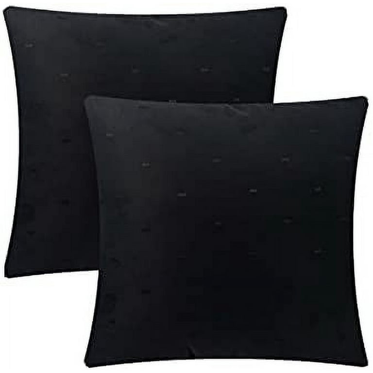 Throw Pillows Black with STUFFING INCLUDED, Set of 2 18x18 Couch Pillows,  Embroidered Bed Pillows for Home Décor, Filling 100% Polyester Fiber, Made  in USA 