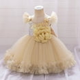 thumbnail image 4 of Pejock Baby Girl Pageant Dress with 3D Flowers & Sequins - Flying Sleeve Mesh Princess Gown for Performances, Recitals, Photoshoots 6M-3Y, 4 of 8