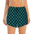 thumbnail image 2 of Rateoe Black And Teal Checkerboard Printed 2 in 1 Women's Workout Shorts for Athletic Gym Running Shorts with Phone Pockets-Small, 2 of 7