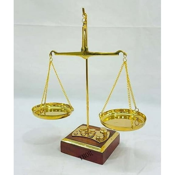 Brass Traditional Weight Scale Balance tarazu showpiece Brass Justice Weighing Scale Decoration Divine Item Jewellery with Complete Weight Scale