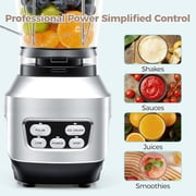 Countertop Blender, 1400W High-Power Smoothies Blender, 60oz Large Capacity with 4 Blending Modes, Includes Portable Cups for Juice & Sauces, BPA-Free, Silver