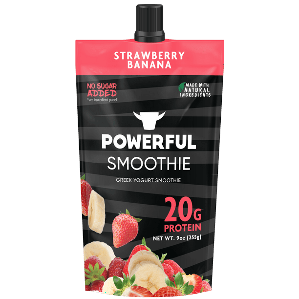 Powerful Smoothie Strawberry Banana Greek Yogurt Smoothie, 9oz