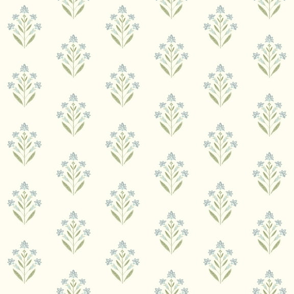 Chesapeake Kova Aquamarine Floral Crest Wallpaper, 20.5-in by 33-ft