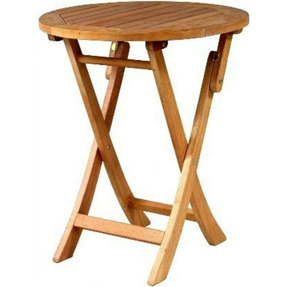 Outdoor Bar Height Round Folding Table, Brown Stain Finish, 36" Diameter, Height 43" - Convenient and Versatile for Outdoor Gatherings