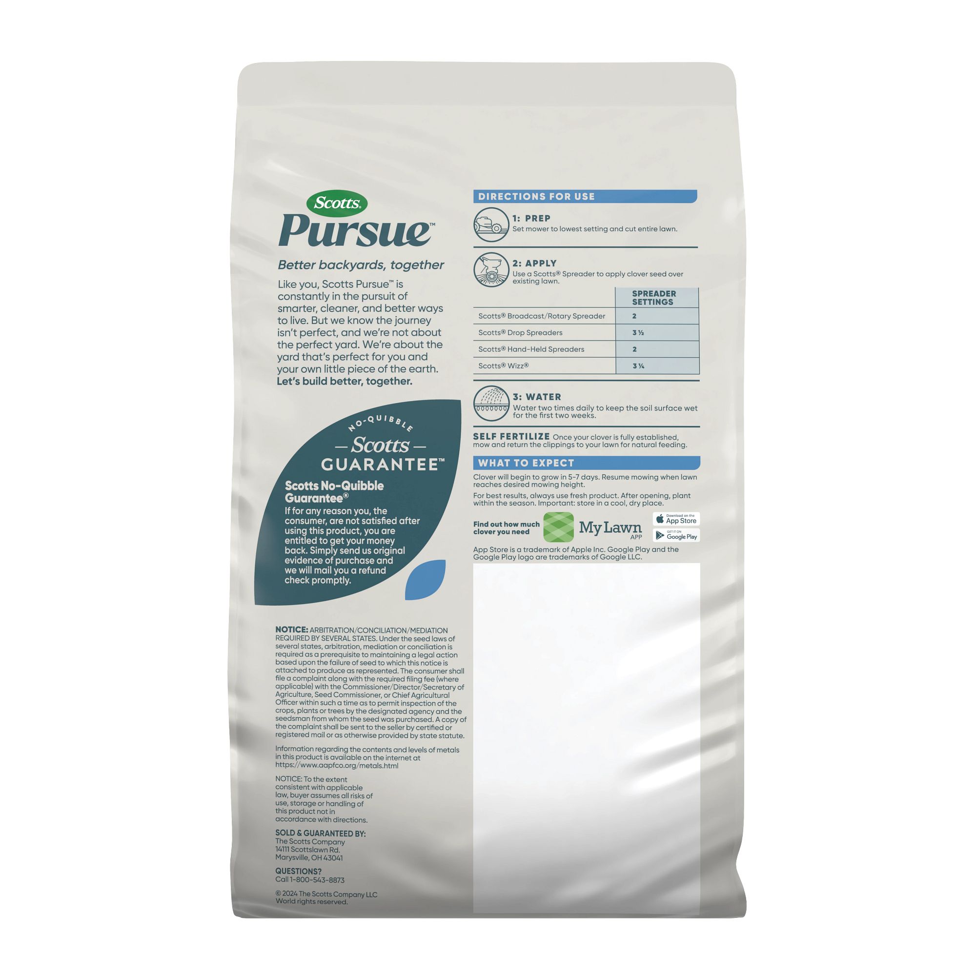 Scotts Grass Pursue Clover Lawn, 2 lb, low-maintenance lawn