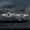 thumbnail image 4 of Pear Cut Alexandrite Diamond Engagement Ring Set 14K Rose Gold Moissanite Branch Twisted Promise Wedding Rings Bridal Set For Women, 4 of 5