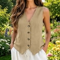 thumbnail image 2 of Womens Vest Top - Cotton Linen Shirts Summer 2026 Button Down Tank Tops Business Casual Boho Sleeveless Blouses, 2 of 7