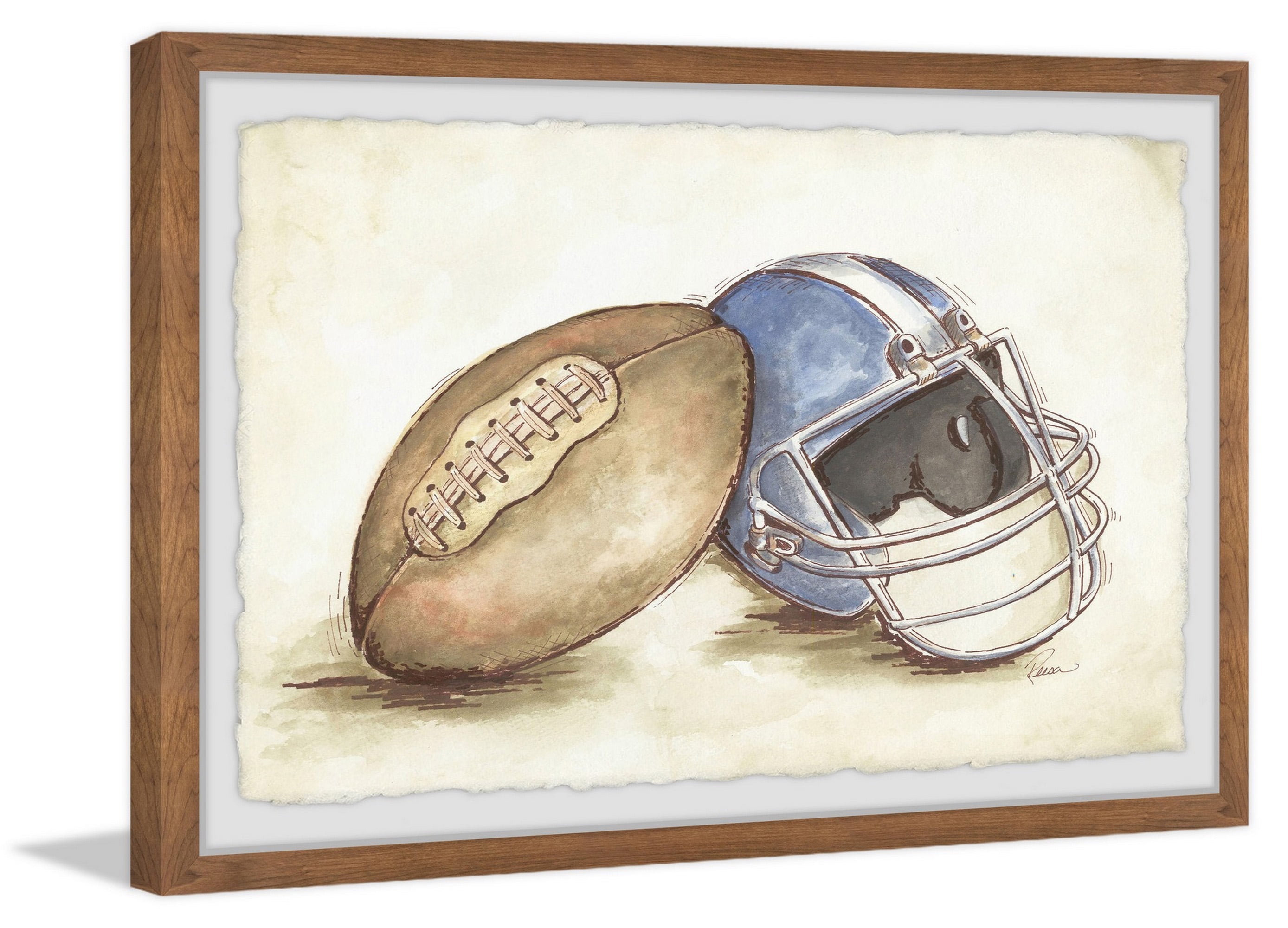 Marmont Hill Football Gear By Reesa Qualia Framed Wall Art, 24.00" x 1.50"