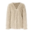 thumbnail image 5 of B91xZ Veste en Polaire Douce pour Femmes Col Rabattu Hauts Chaud d'Hiver Veste Chandail, Kaki G, 5 of 5